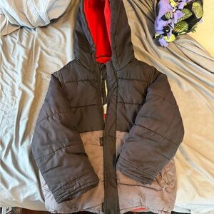 Carter's Black and Gray Hooded Puffer Jacket